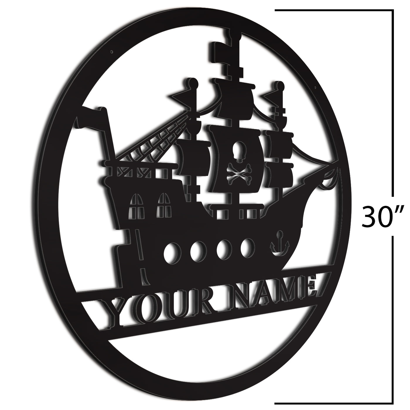 Pirate Ship Sign Black 30 Inch
