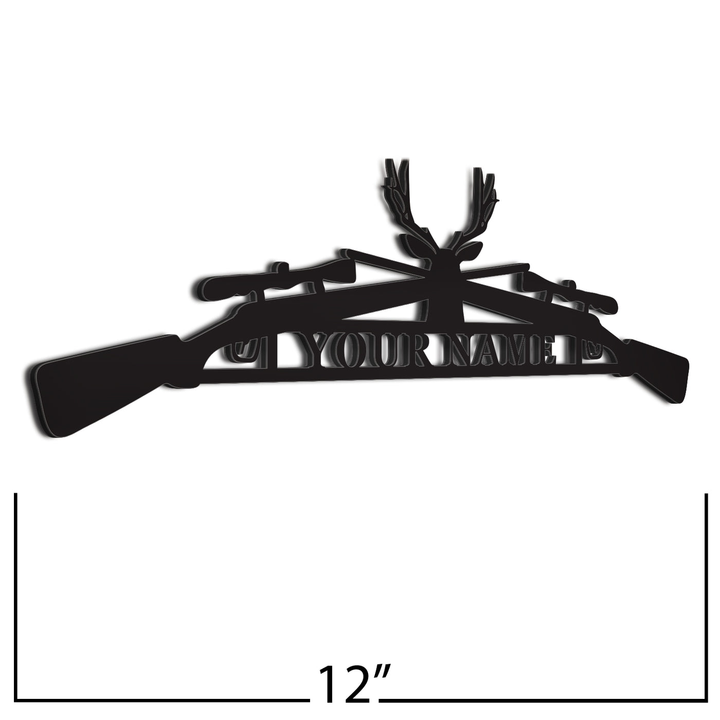 Gun  Sign Black 12 Inch