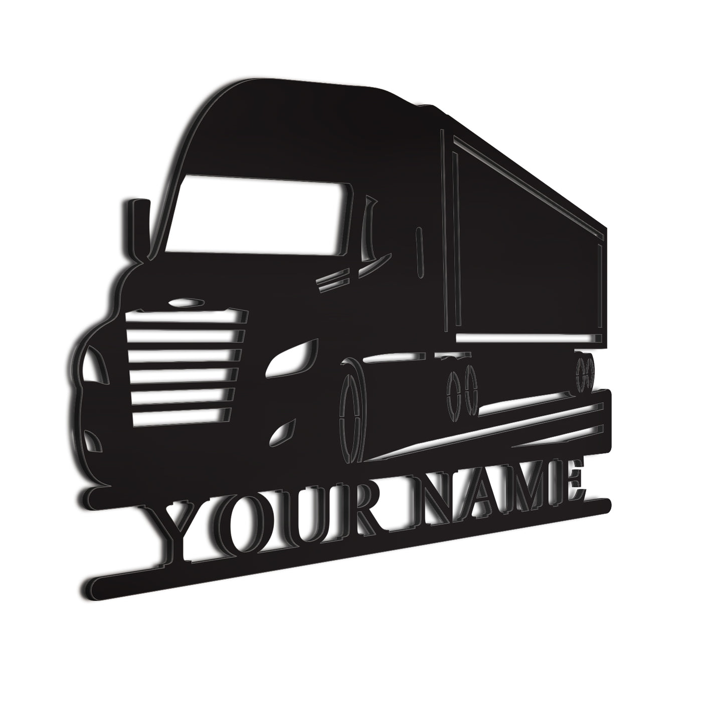 Semi Truck Sign Black 