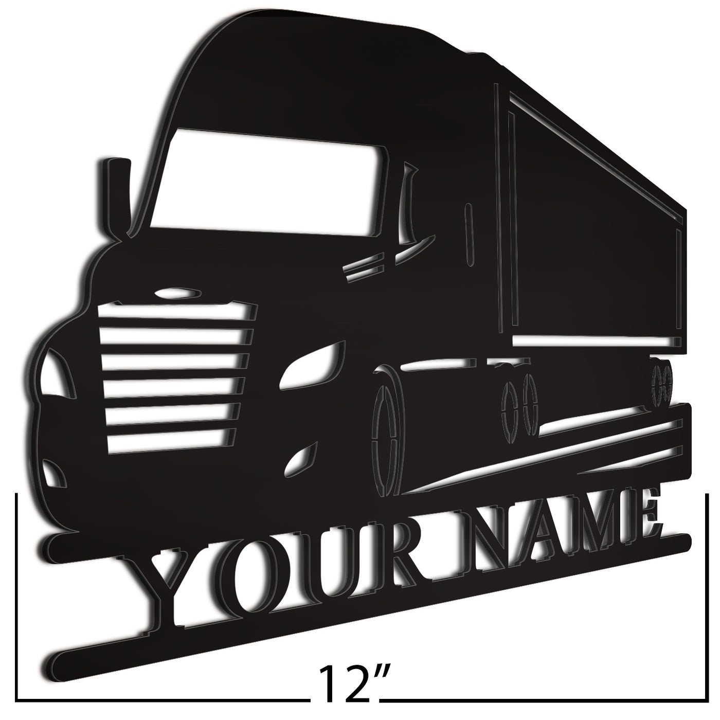  Semi Truck Sign Black 12 Inch