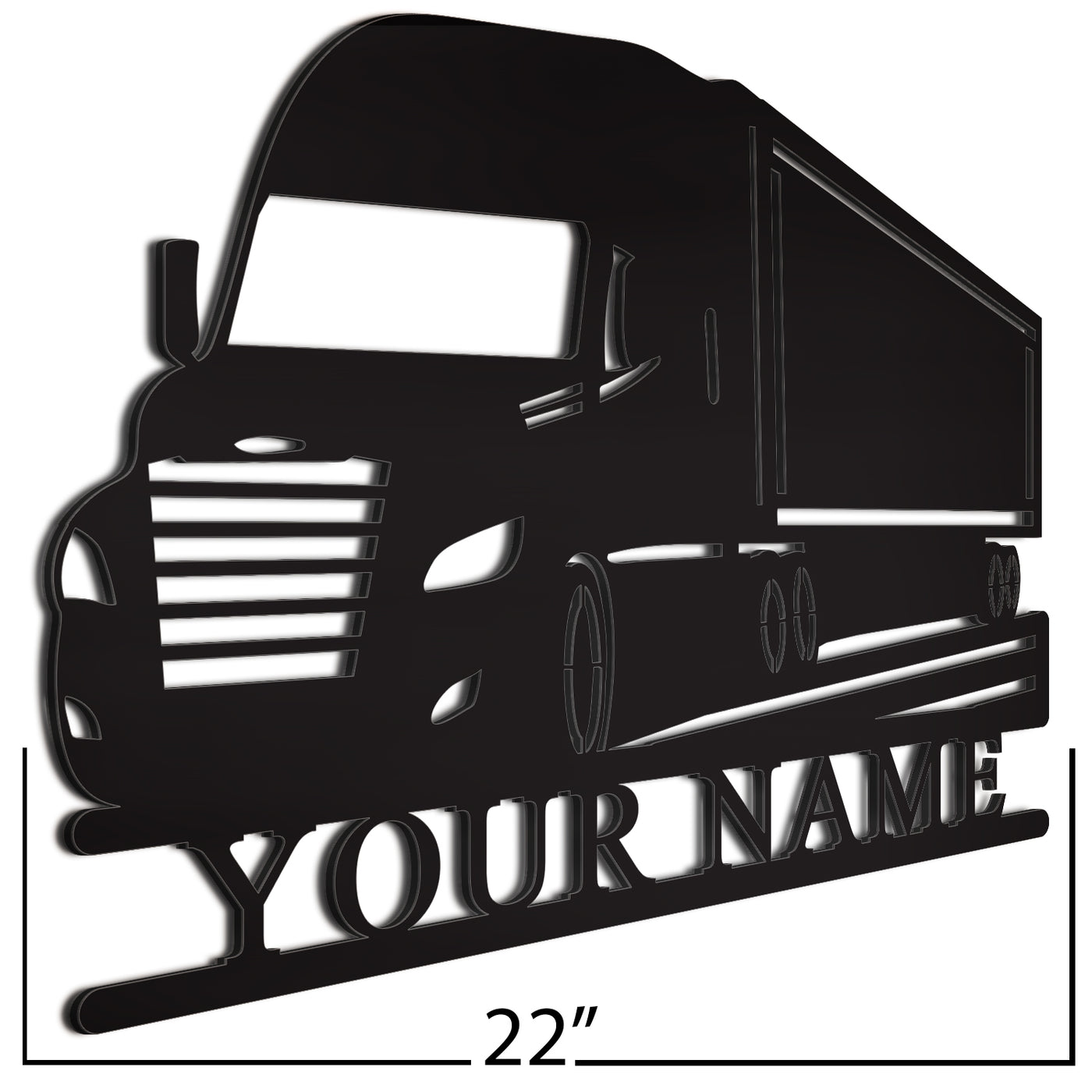 Semi Truck Sign Black 22 Inch