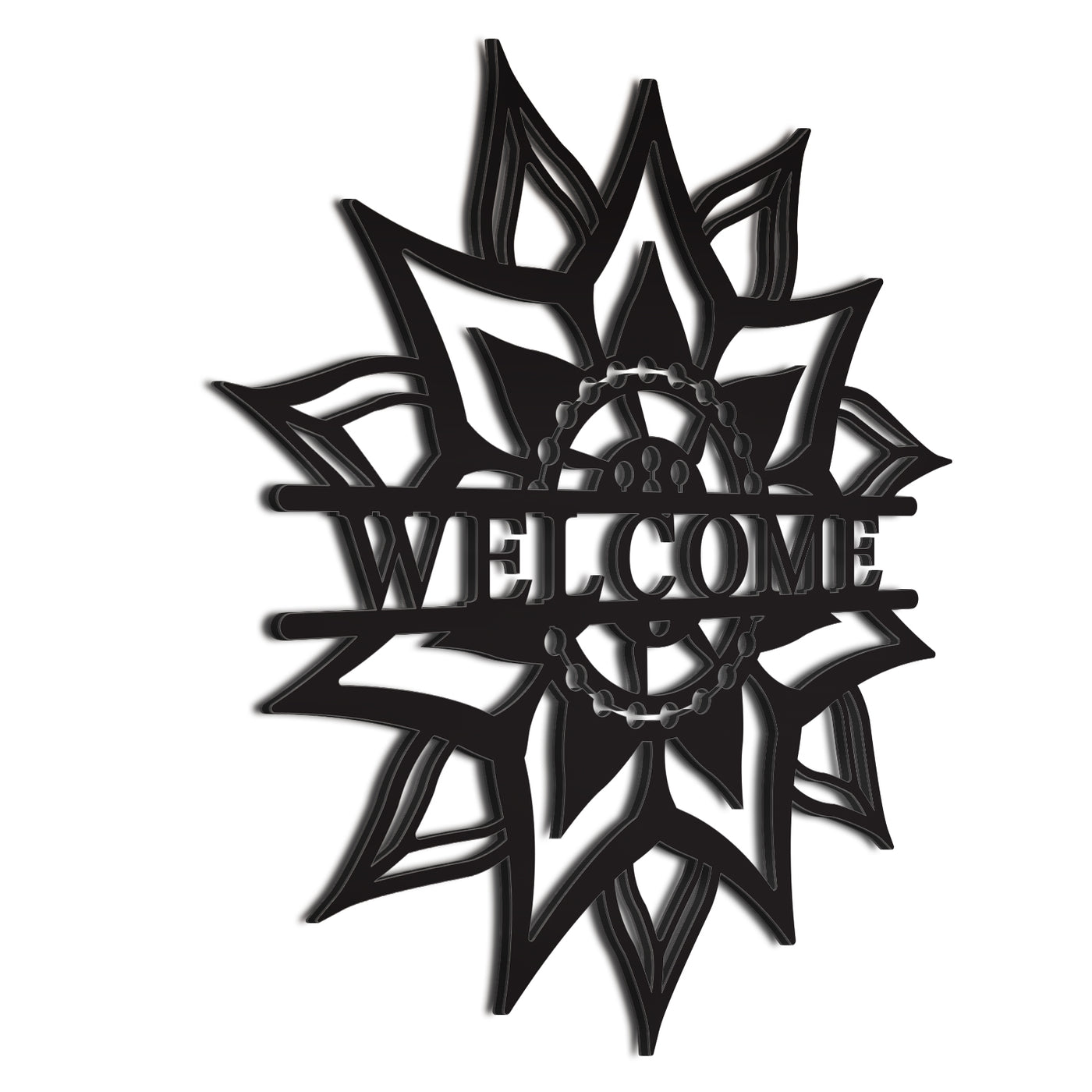  Aluminum Sunflower Welcome Sign: Black 
