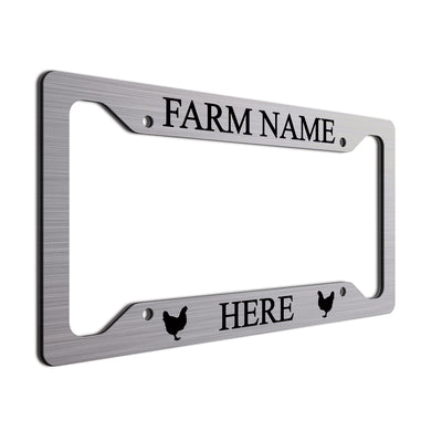 Frame in brush with black font and chickens