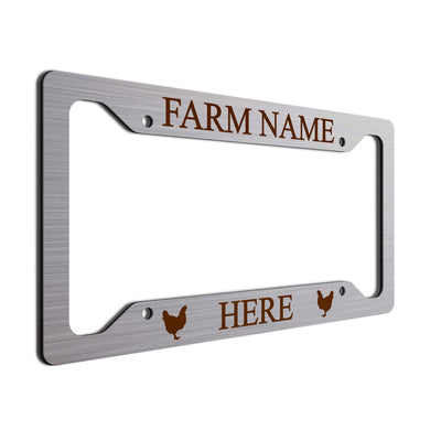 Brown Chickens and font on brushed finish