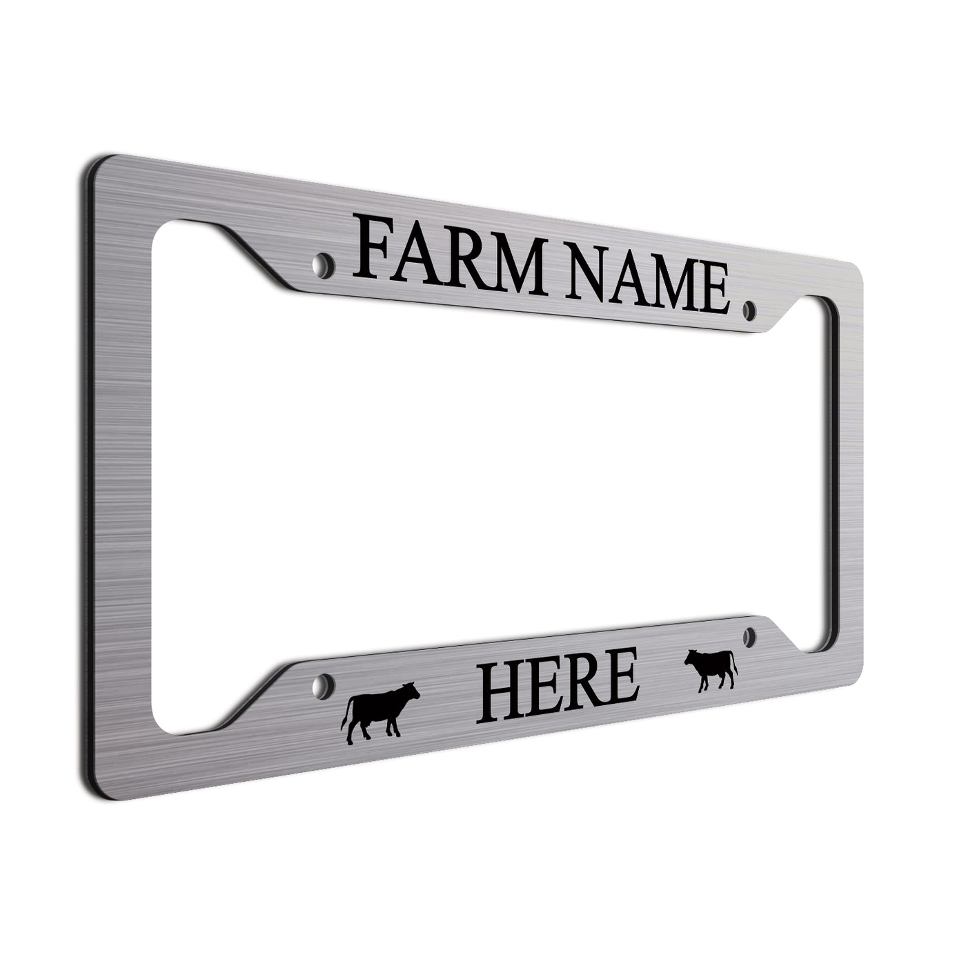 Black Cows and font on brushed finish