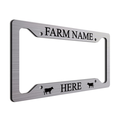 Black font on brush tag with cows
