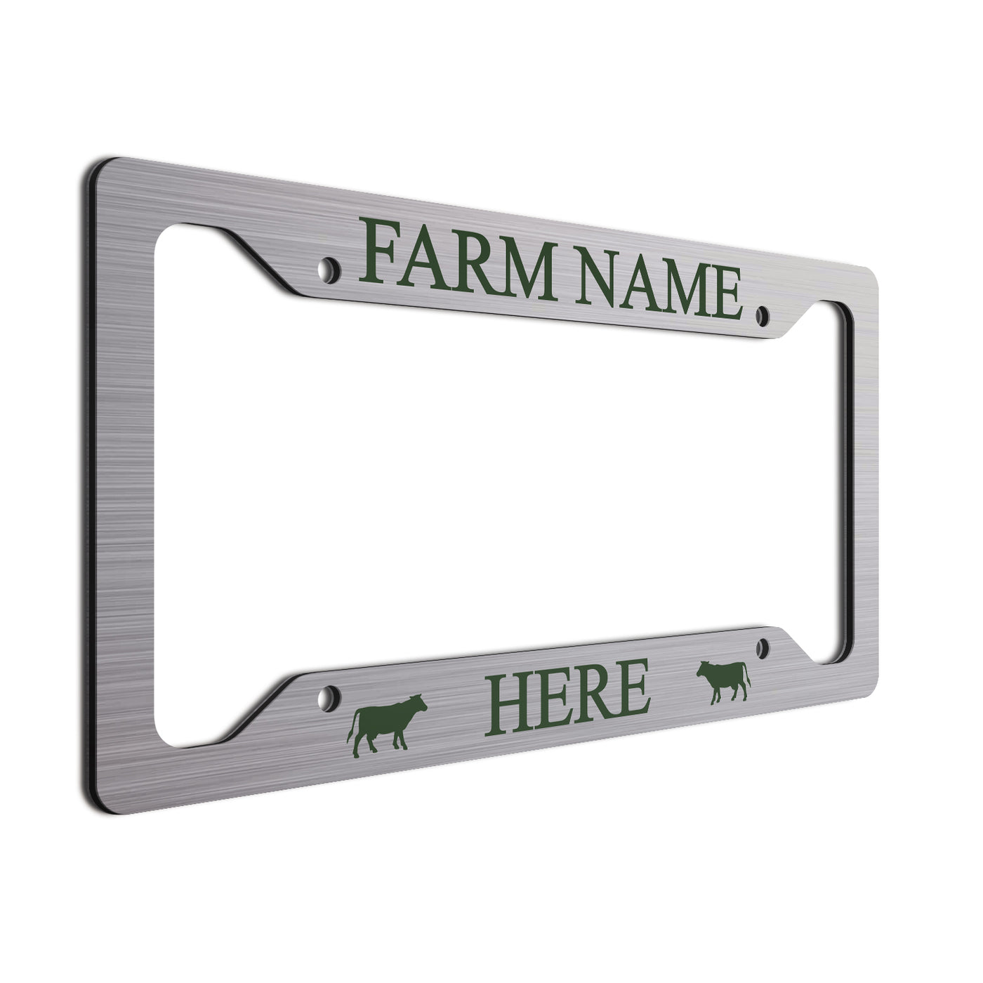 Dark Green Cows and font on brushed finish