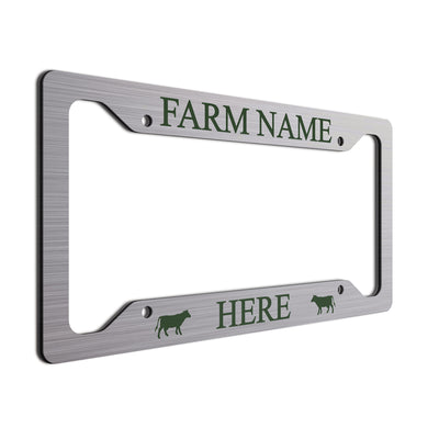 Dark Green Cows and font on brushed finish