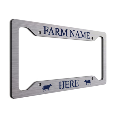 Navy Cows and font on brushed finish