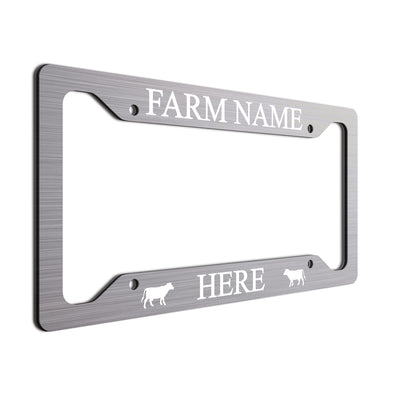 White Cows and font on brushed finish
