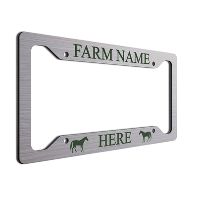 Dark Green Horses and font on brushed finish