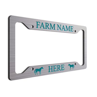 Teal Horses and font on brushed finish