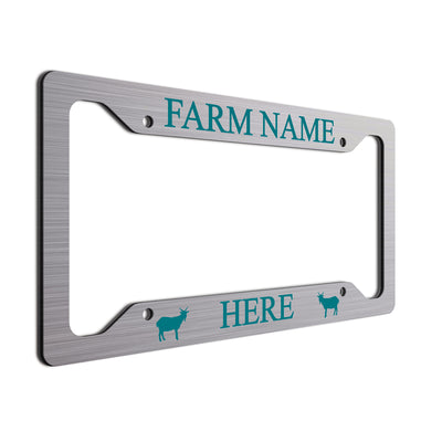 Personalized License Plate Frame For farmers. Choice of colors. Beautiful Brushed Aluminum. Your farm or ranch name will shine!