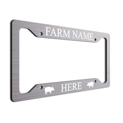 Personalized License Plate Frame For farmers. Choice of colors. Beautiful Brushed Aluminum. Your farm or ranch name will shine!