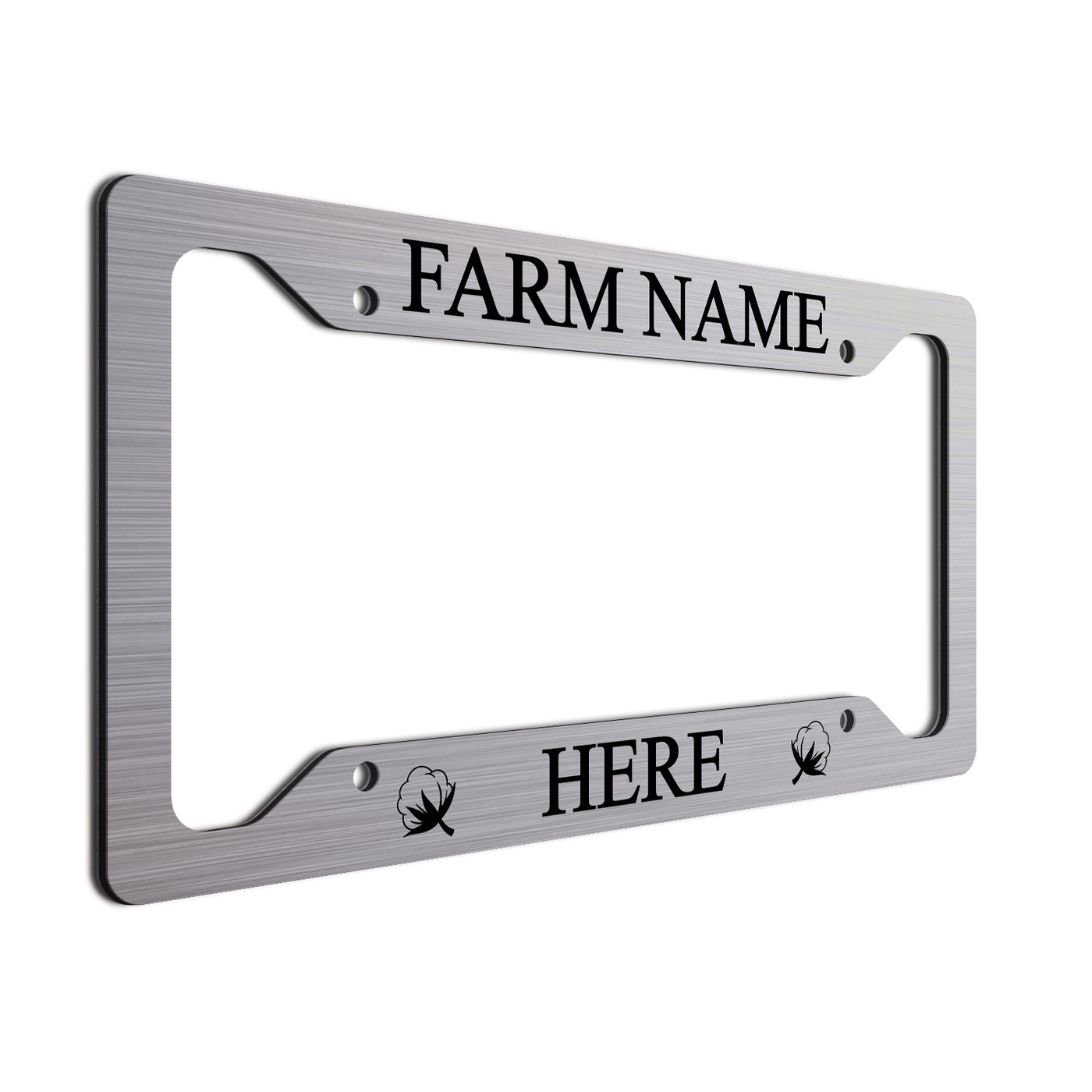 Personalized License Plate Frame For farmers. Choice of colors. Beautiful Brushed Aluminum. Your farm or ranch name will shine!