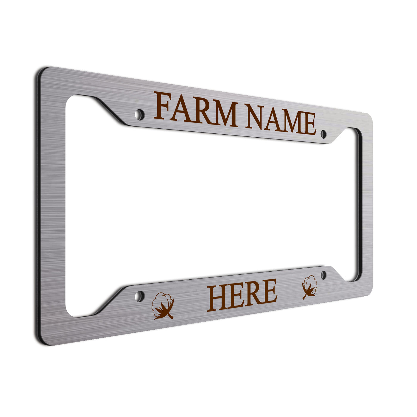 Personalized License Plate Frame For farmers. Choice of colors. Beautiful Brushed Aluminum. Your farm or ranch name will shine!