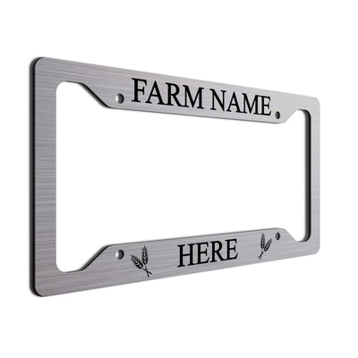 Personalized License Plate Frame For farmers. Choice of colors. Beautiful Brushed Aluminum. Your farm or ranch name will shine!