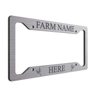 Personalized License Plate Frame For farmers. Choice of colors. Beautiful Brushed Aluminum. Your farm or ranch name will shine!