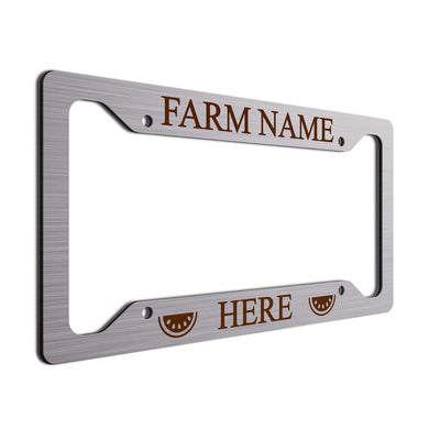 Personalized License Plate Frame For farmers. Choice of colors. Beautiful Brushed Aluminum. Your farm or ranch name will shine!