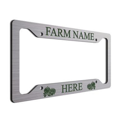 Personalized License Plate Frame For farmers. Choice of colors. Beautiful Brushed Aluminum. Your farm or ranch name will shine!