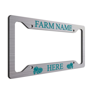 Personalized License Plate Frame For farmers. Choice of colors. Beautiful Brushed Aluminum. Your farm or ranch name will shine!