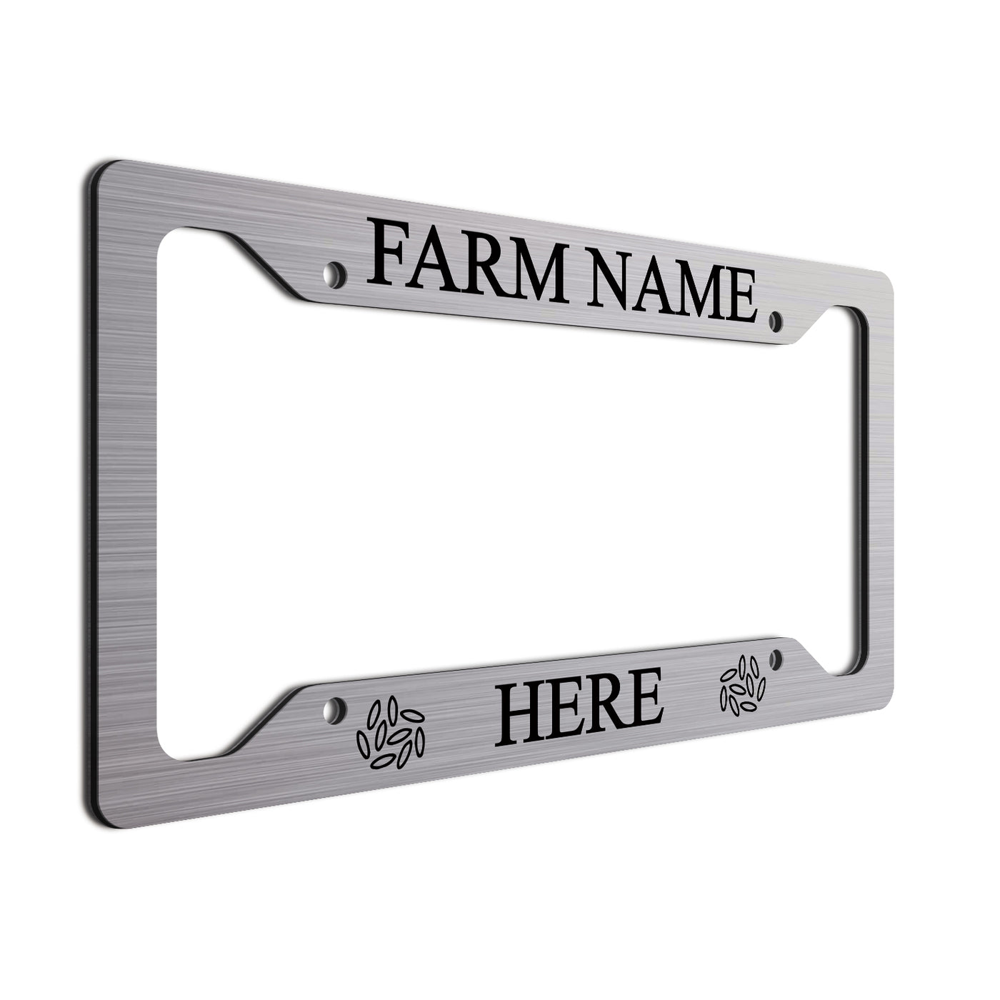 Personalized License Plate Frame For farmers. Choice of colors. Beautiful Brushed Aluminum. Your farm or ranch name will shine!