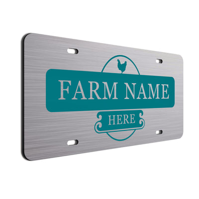 Farmer Car License Plate Teal Chicken