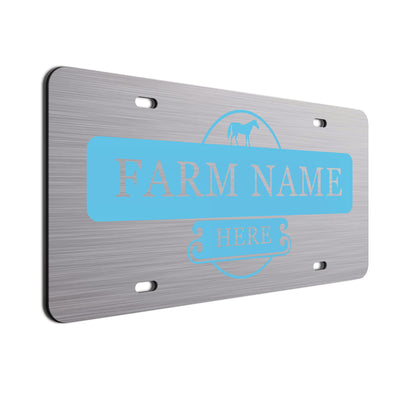 Farmer Car License Plate Baby Blue Horse