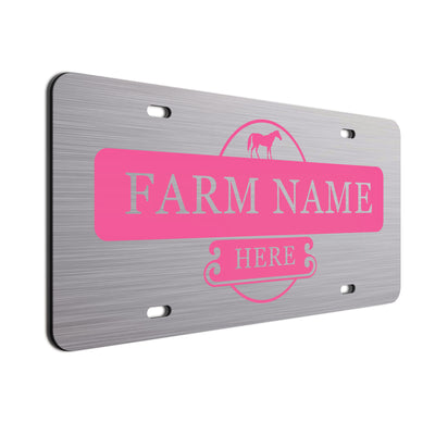 Farmer Car License Plate Pink Horse