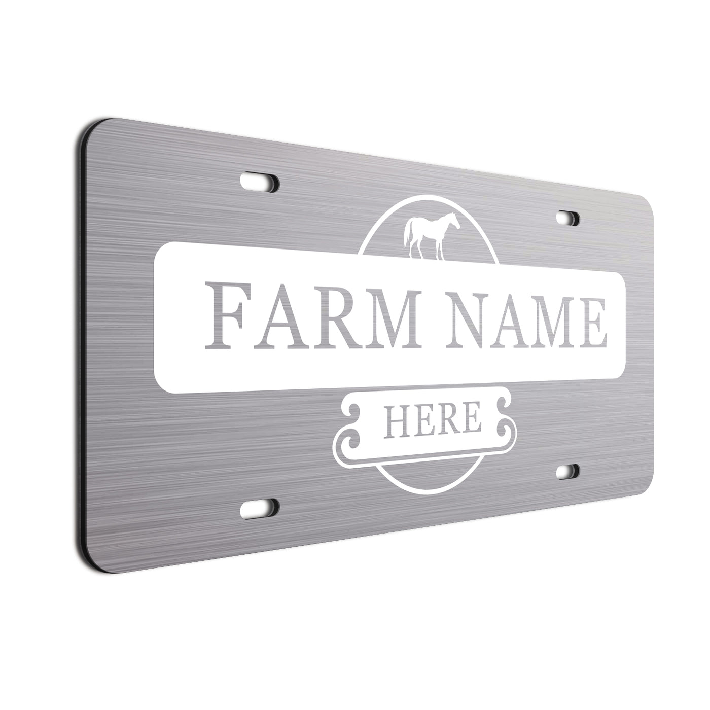 Farmer Car License Plate White Horse