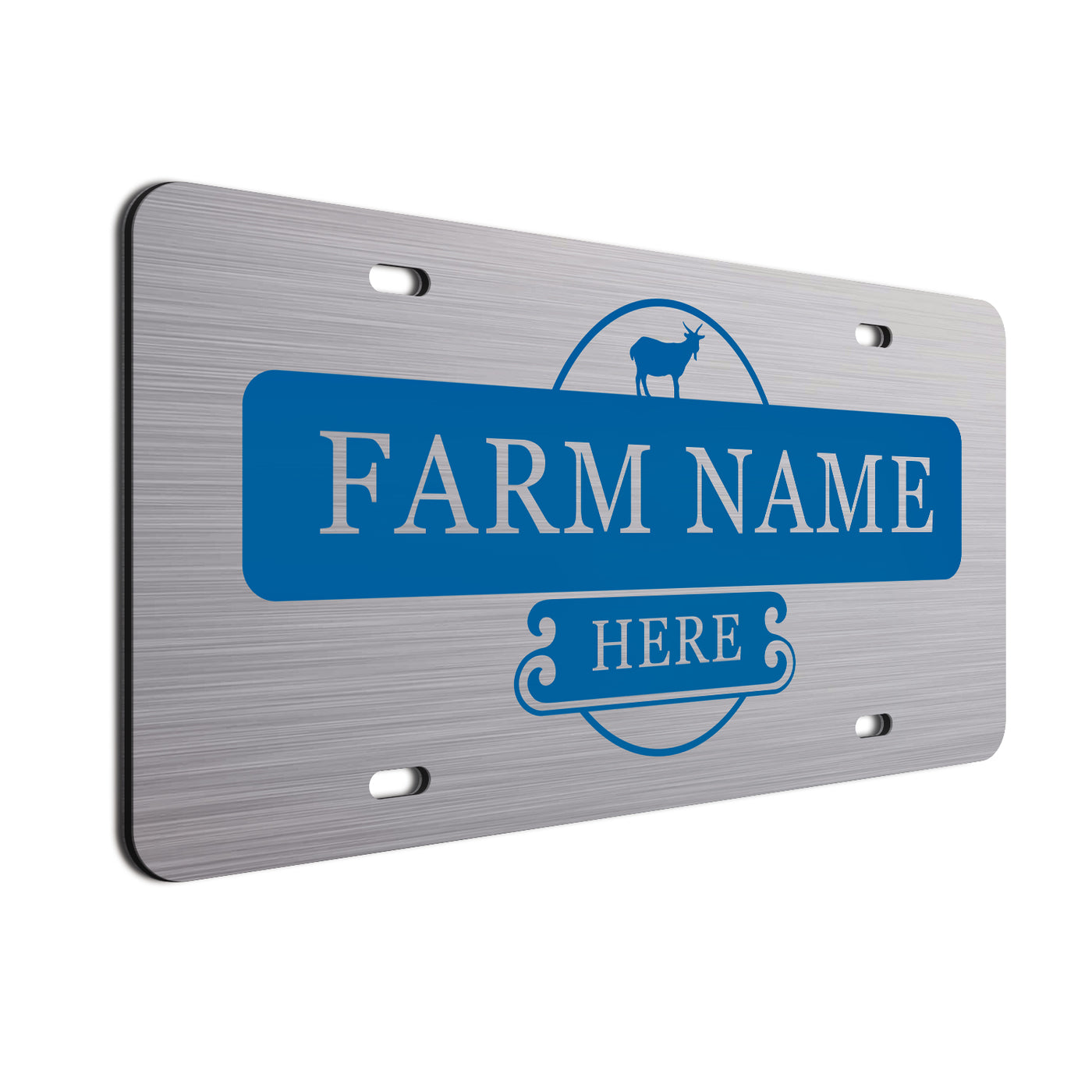 Farmer Car License Plate Blue Goat