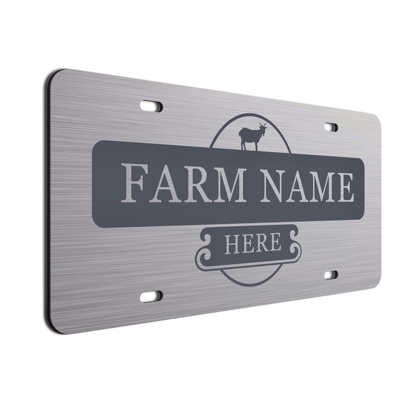 Farmer Car License Plate Charcoal Goat