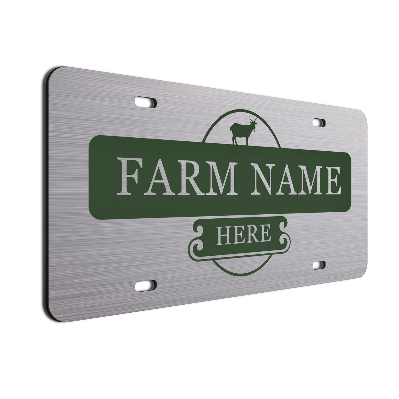 Farmer Car License Plate Dark Green Goat