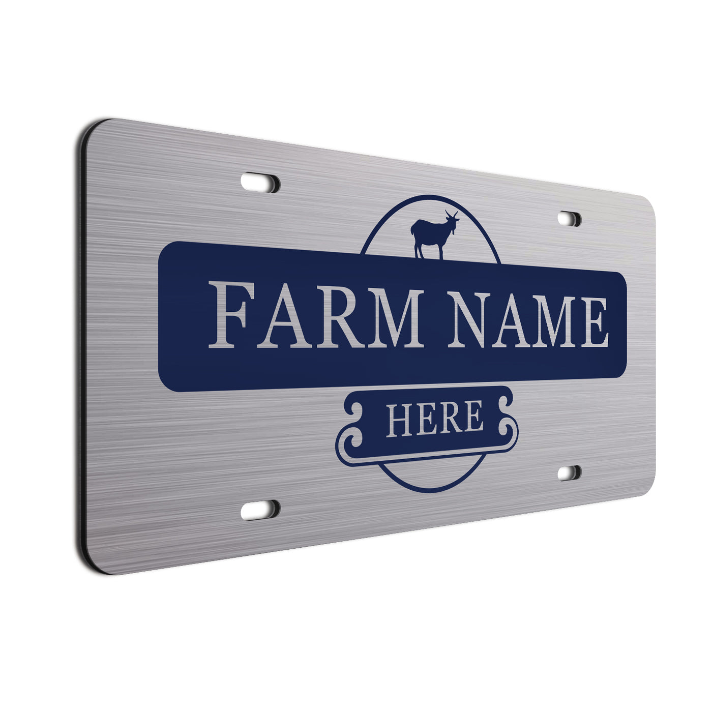 Farmer Car License Plate Navy Goat