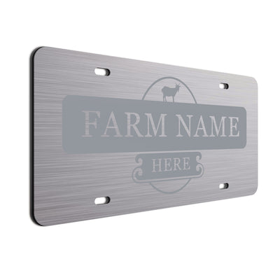 Farmer Car License Plate Silver Goat