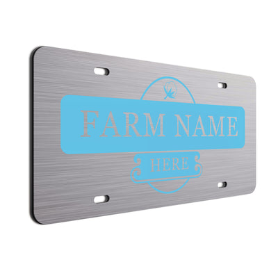 Farmer Car License Plate Baby Blue Cotton