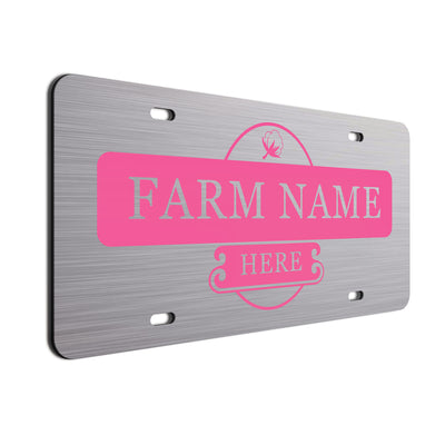 Farmer Car License Plate Pink Cotton