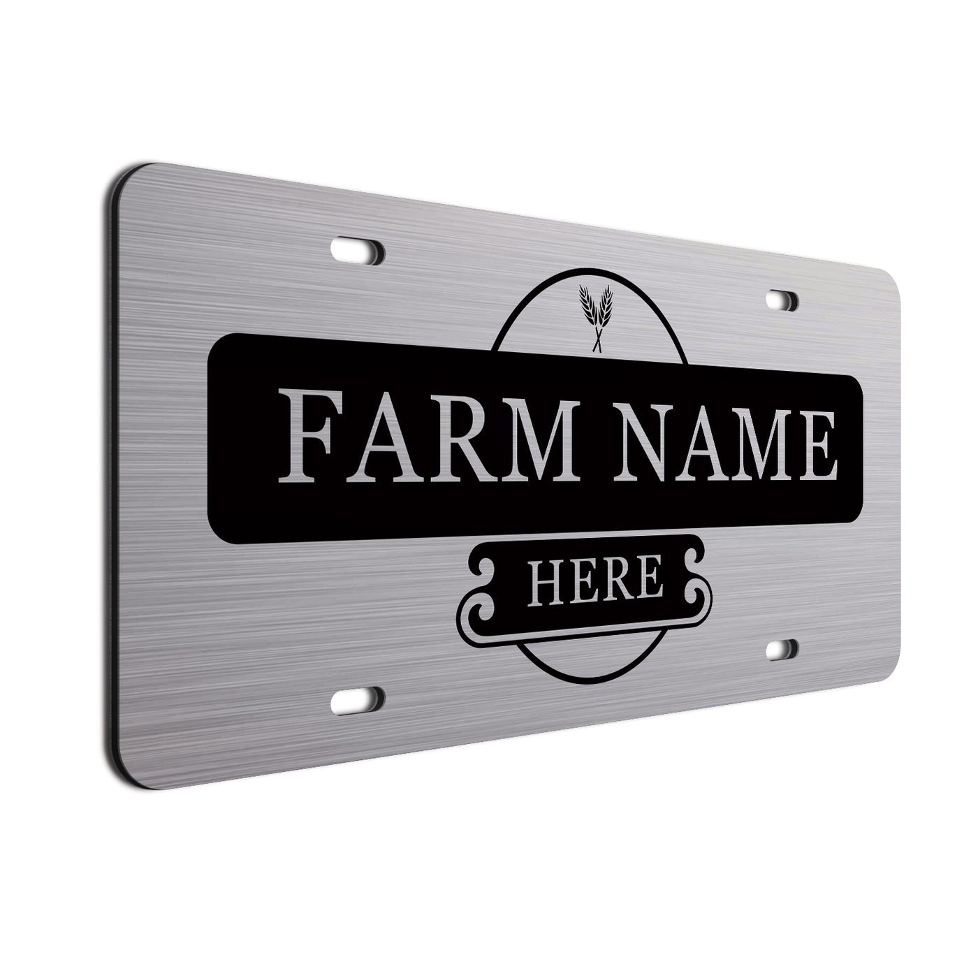 Farmer Car License Plate Black Wheat