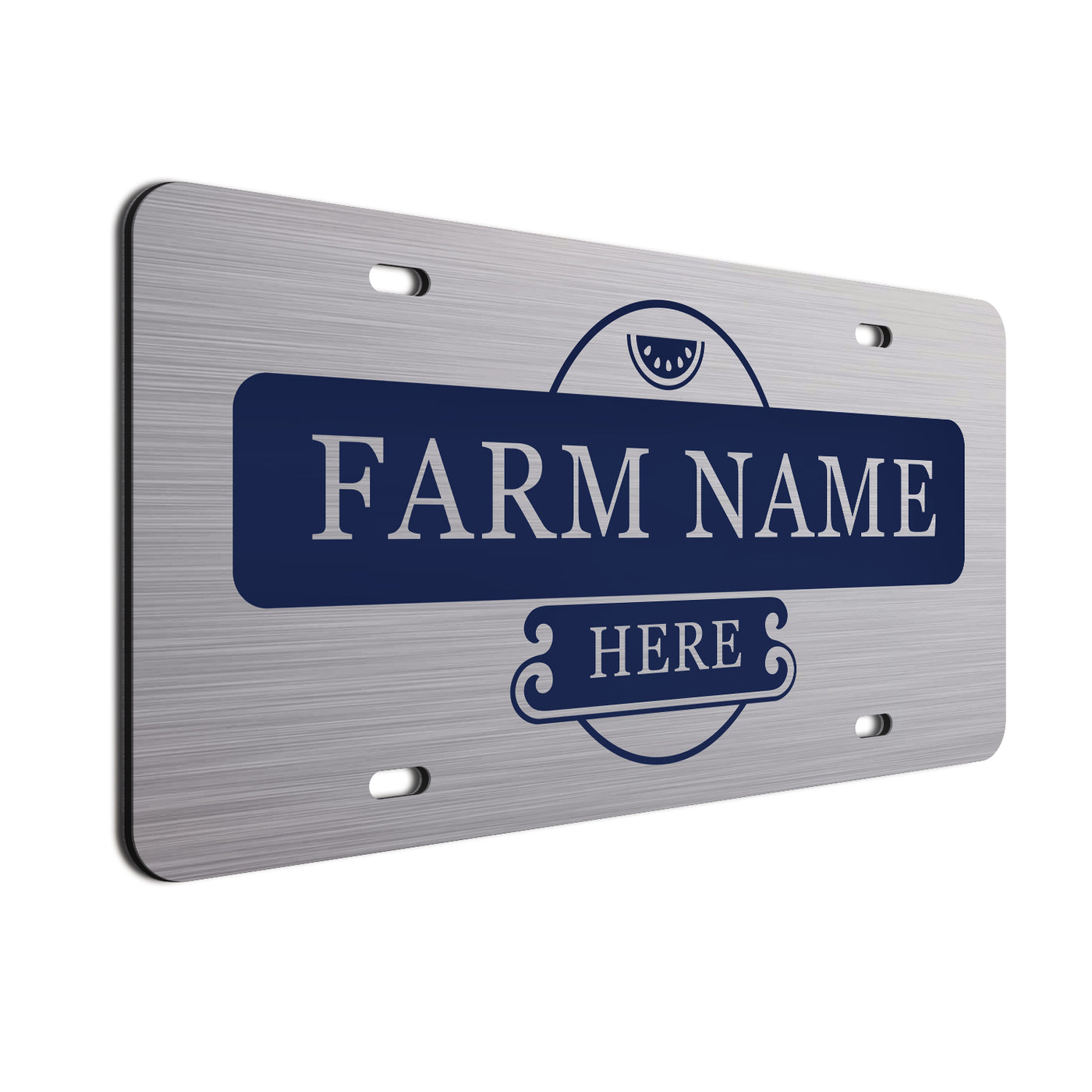 Farmer Car License Plate Navy Watermelon