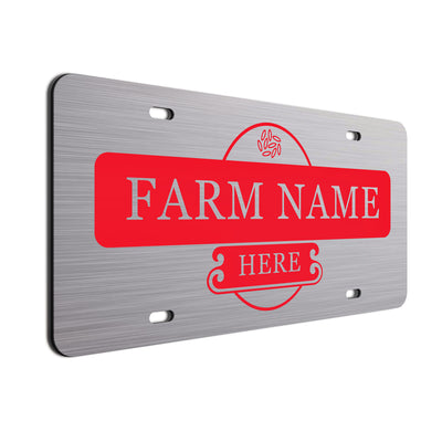 Personalized Farmers License Plates. Choice of tag colors. Beautiful Brushed Aluminum. Your farm or ranch name will shine!