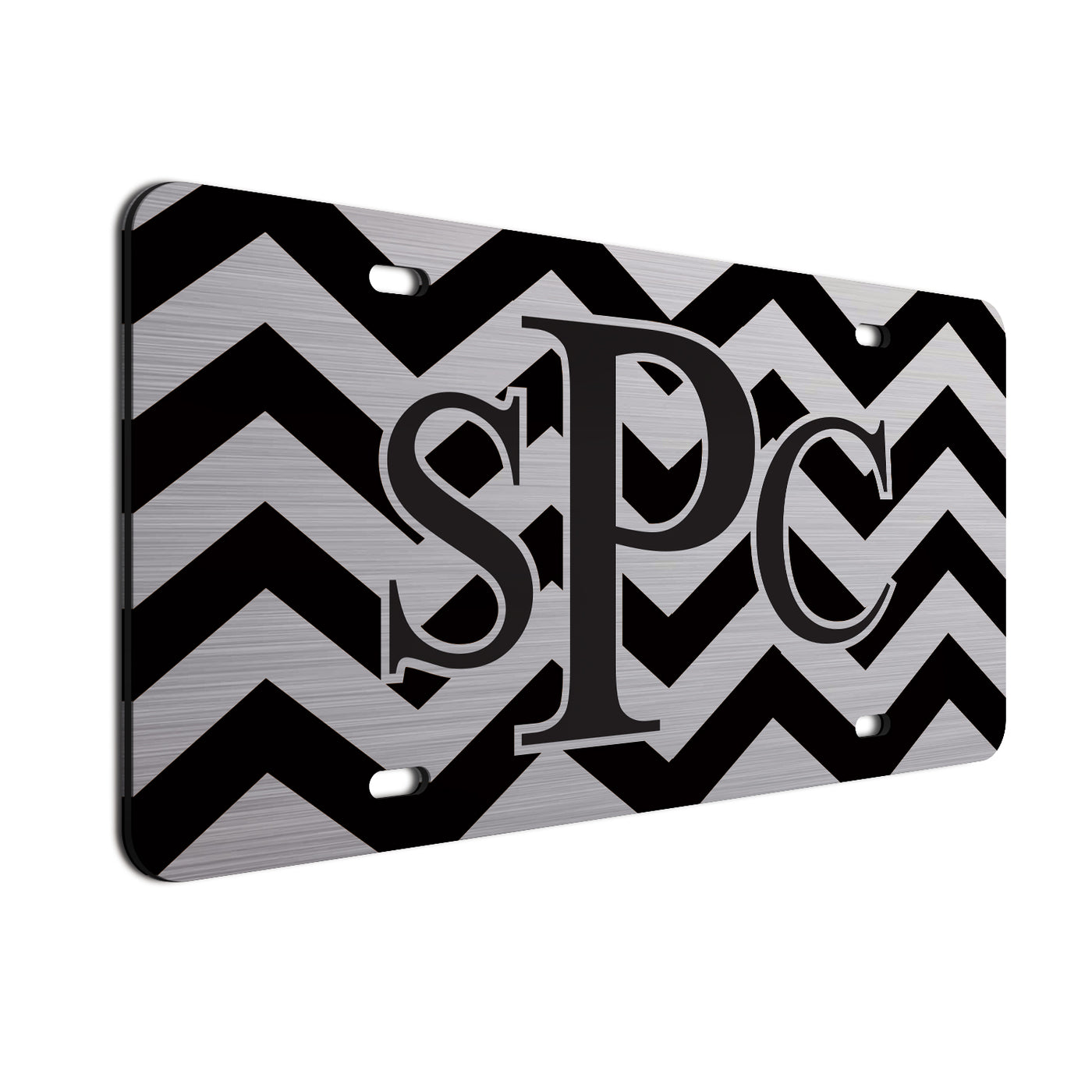 Chevron Bold Text License Plate Black