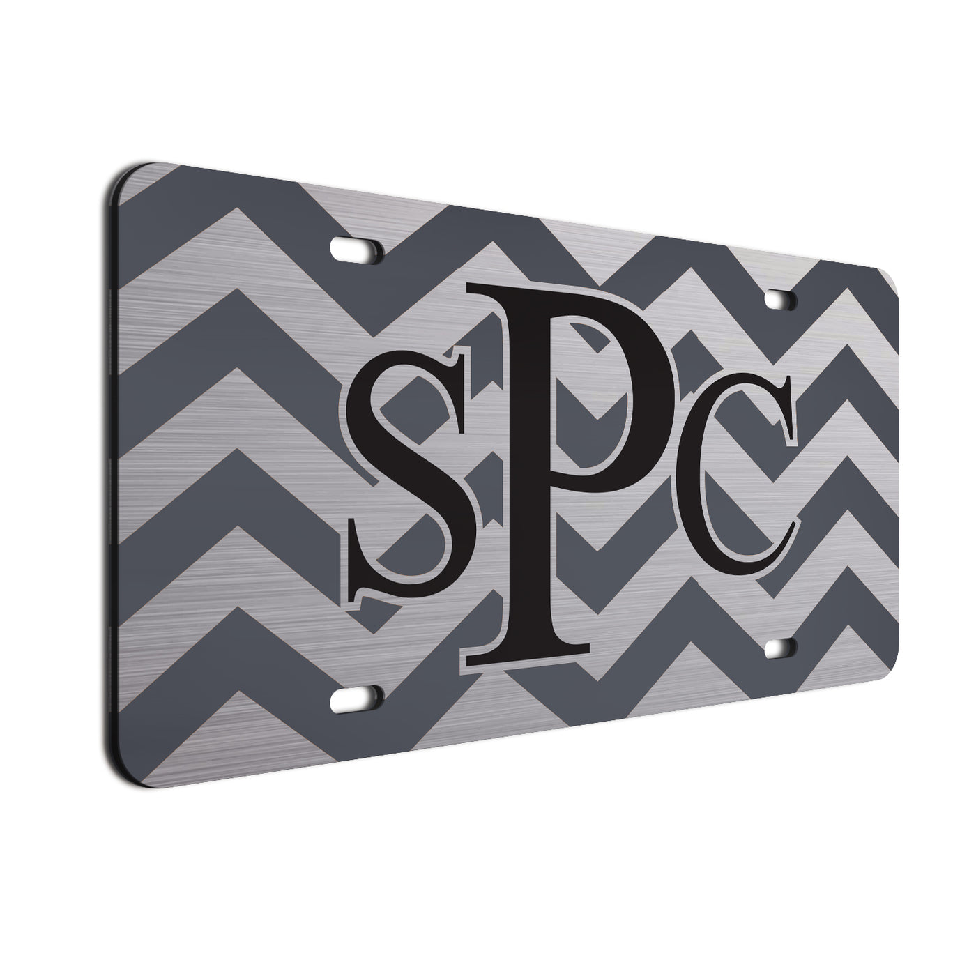 Chevron Bold Text License Plate  Charcoal