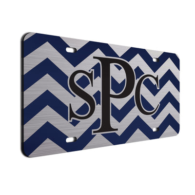 Chevron Bold Text License Plate Navy