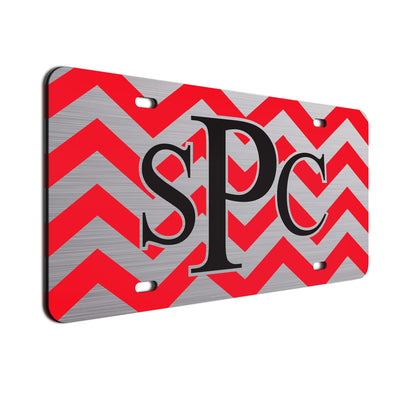 Chevron Bold Text License Plate  Red