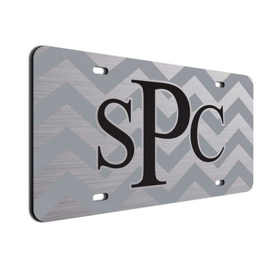 Chevron Bold Text License Plate Silver