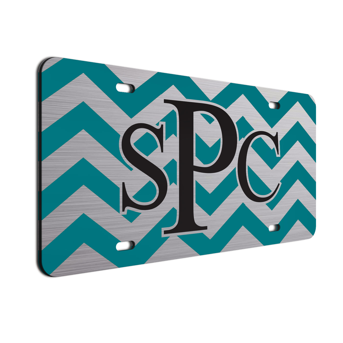 Chevron Bold Text License Plate Teal