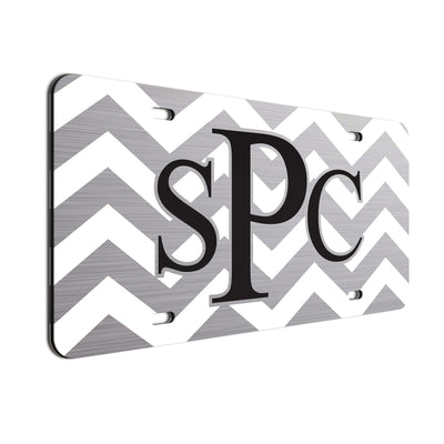 Chevron Bold Text License Plate White