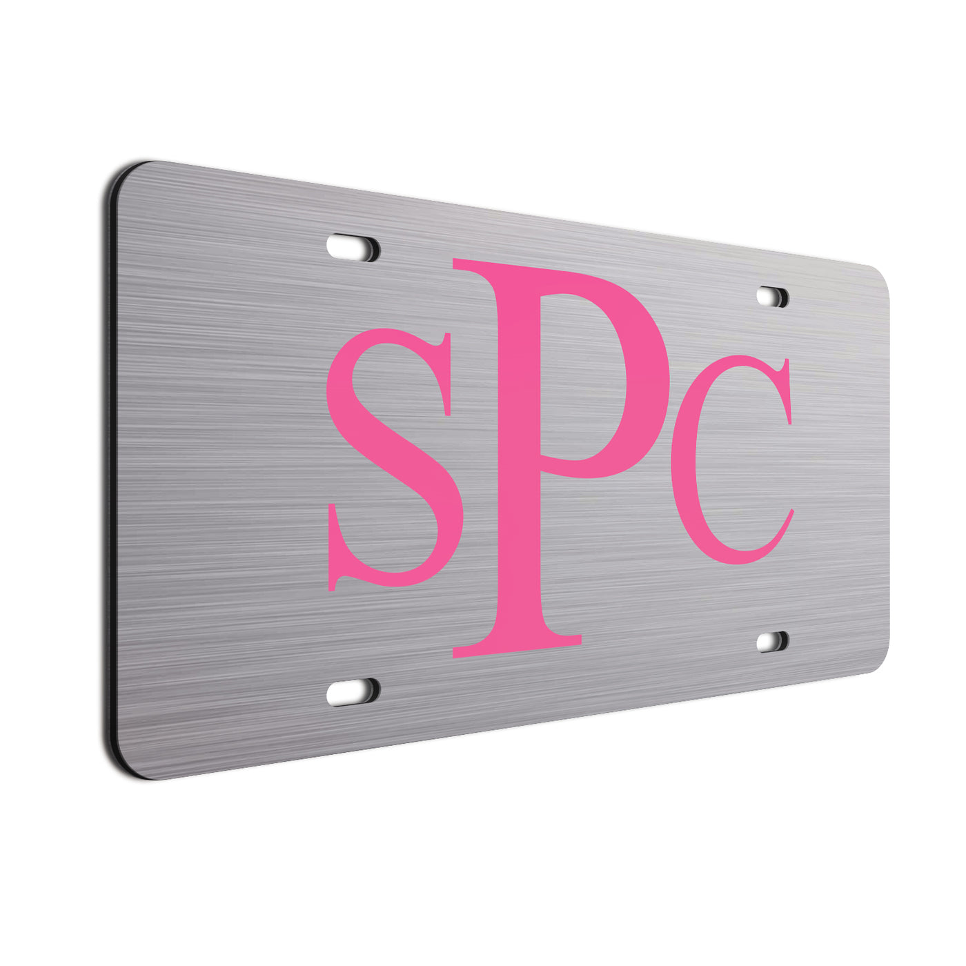   Monogrammed Initials Car License Plate Pink