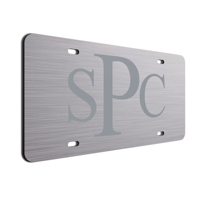   Monogrammed Initials Car License Plate Silver