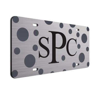 Polka Dot Bold Text Car Tag  Charcoal